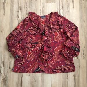 Elegant Paisley Ruffle Blouse